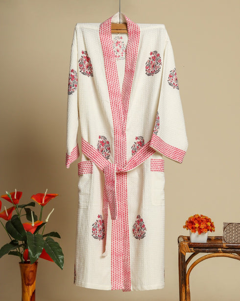 Paisley Buta Print Waffle Cotton Bathrobe (BROB10)